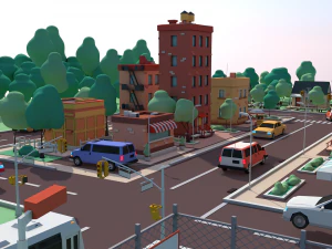 cartoon low poly dream city pack 3D Model