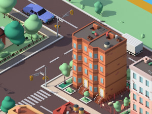 cartoon low poly dream city pack 3D Модель