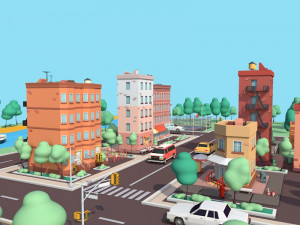 cartoon low poly dream city pack 3D Модель