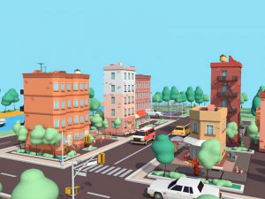 cartoon low poly dream city pack 3D Model