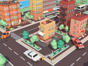 cartoon low poly dream city pack 3D Model