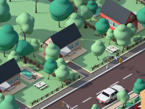 cartoon low poly dream city pack 3D Модель