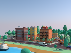 cartoon low poly dream city pack 3D Модель