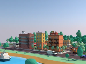 cartoon low poly dream city pack 3D Model