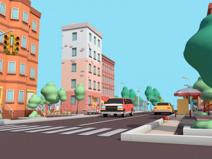 cartoon low poly dream city pack 3D Модель
