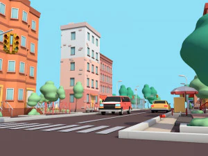 cartoon low poly dream city pack 3D Model