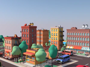 cartoon low poly dream city pack 3D Model