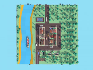 cartoon low poly dream city pack 3D Модель