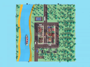 cartoon low poly dream city pack 3D Model