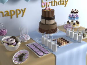 birthday table 3D 모델
