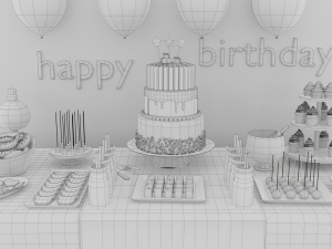 birthday table 3D 모델