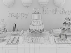 birthday table 3D Model