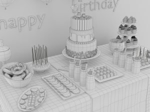 birthday table 3D 모델