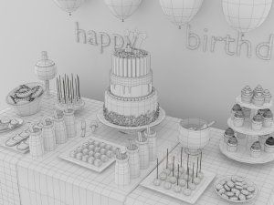 birthday table 3D 모델