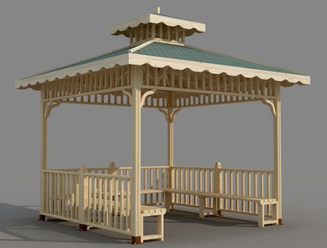 gazebo 3mx3m Modèle 3D .c4d .max .obj .3ds .fbx .stl .blend 