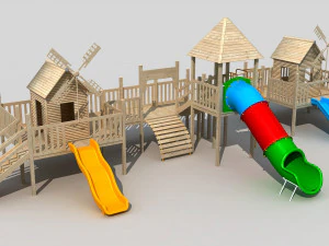 Holzspielplatz 3D Modell