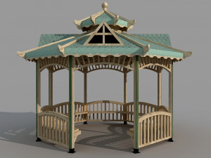 wooden octagon gazebo 4mx4m 3D Model