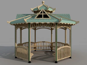 Achteckiger Pavillon aus Holz, 4 x 4 m 3D Modell