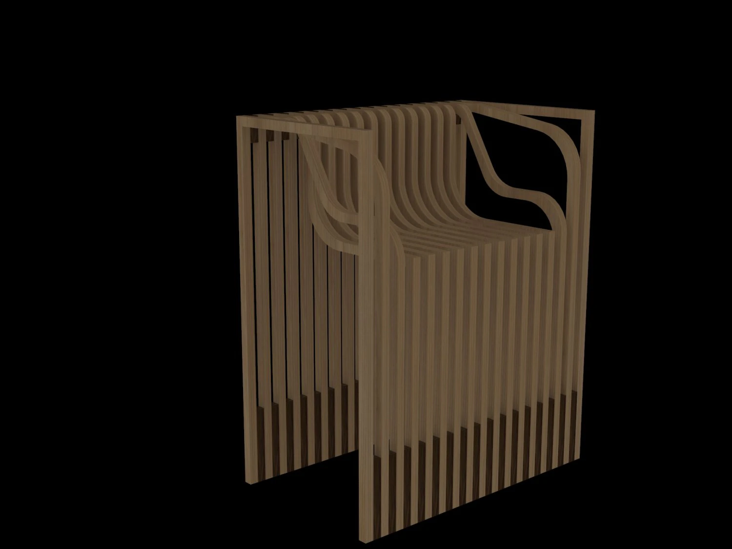 serial planes wooden chair 3D Model .c4d .max .obj .3ds .fbx .stl .blend 