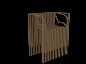 serial planes wooden chair 3D 모델