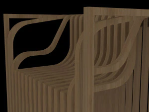 serial planes wooden chair 3D Model