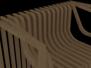 serial planes wooden chair 3D 모델