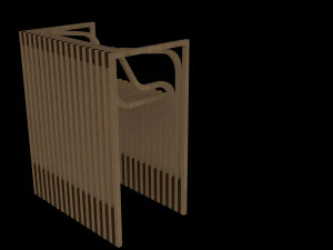serial planes wooden chair 3D Model