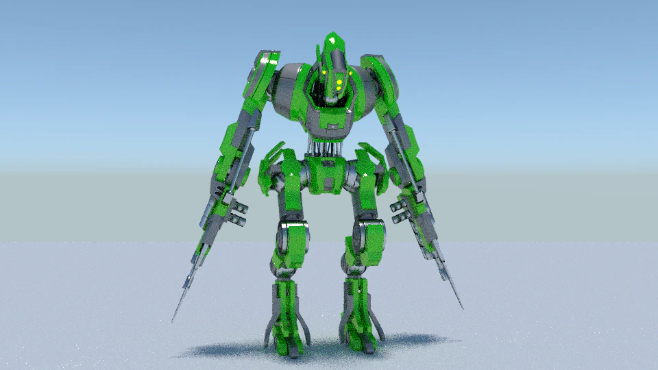 green robot rigged 3D Model .c4d .max .obj .3ds .fbx .stl .blend 