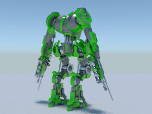 green robot rigged 3D Model
