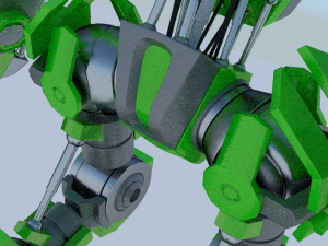 green robot rigged 3D Model