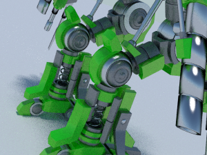 green robot rigged 3D Model