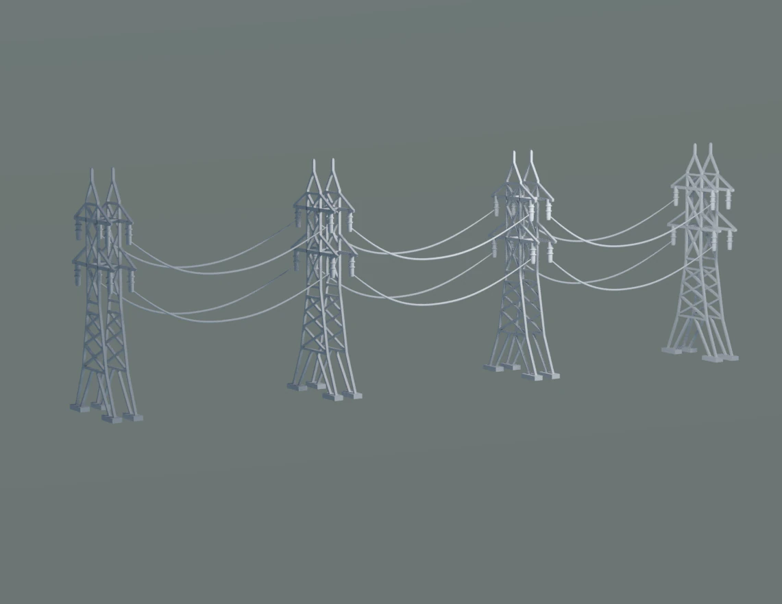 3 electric towers 3D Model .c4d .max .obj .3ds .fbx .stl .blend 