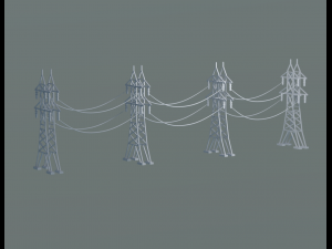 3 electric towers 3D Model