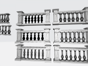3D Concrete Railing Model 3D-Modell