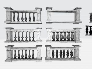 3D Concrete Railing Model 3D-Modell