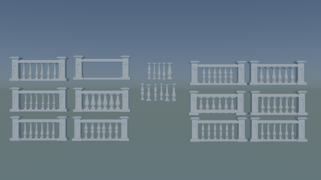 3D Concrete Railing Model 3D-Modell .c4d .max .obj .3ds .fbx .stl .blend 
