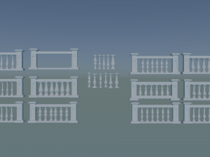 3D Concrete Railing Model 3D Model