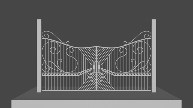 Gateway Exterior Gate v2 mansion Model 3D .c4d .max .obj .3ds .fbx .stl .blend 