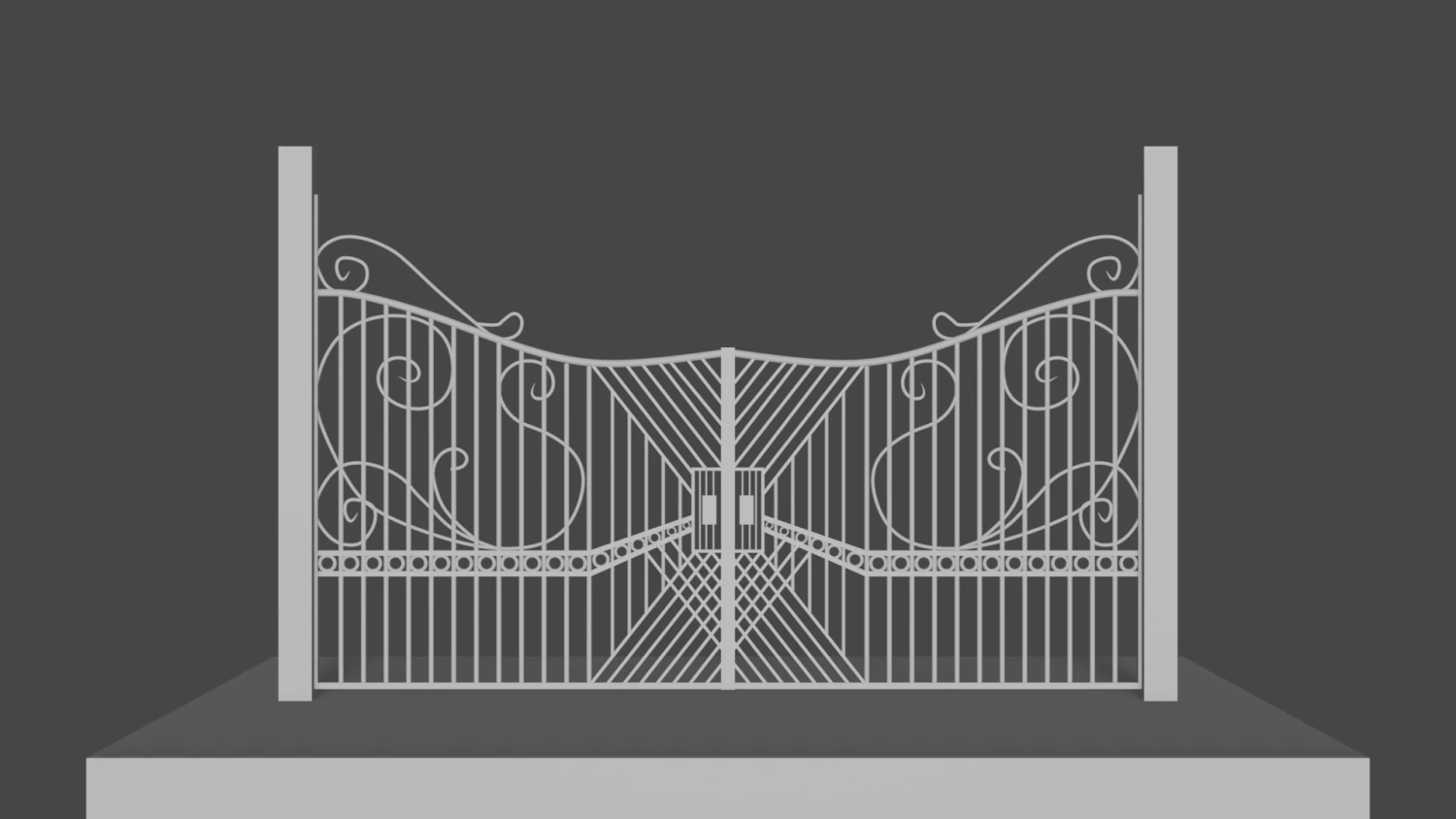 Gateway Exterior Gate v2 mansion 3D Model .c4d .max .obj .3ds .fbx .stl .blend