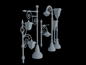 Vintage Oakland Iron Streetlight Pole 3D Baskı Modeli