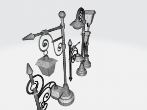 Vintage Oakland Iron Streetlight Pole 3D Baskı Modeli