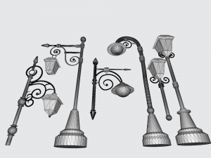 Vintage Oakland Iron Streetlight Pole 3D Baskı Modeli