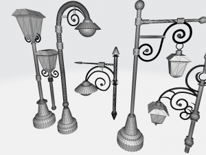 Vintage Oakland Iron Streetlight Pole 3D Baskı Modeli