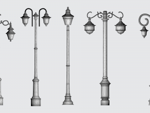 Vintage Antique Table Lamp with Historical Design 3D Print Model