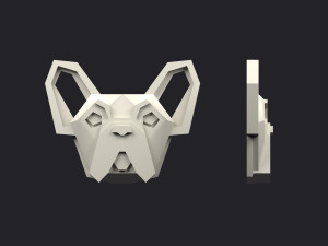 brooch head french bulldog low poly Model do druku 3D
