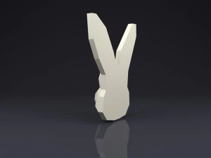 brooch head rabbit low poly 3D Print Model