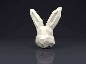 brooch head rabbit low poly 3D Print Model