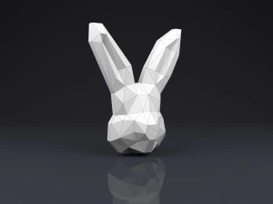 brooch head rabbit low poly 3D Print Model