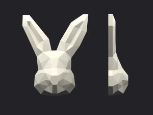 brooch head rabbit low poly 3D Print Model