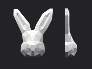 brooch head rabbit low poly 3D Baskı Modeli